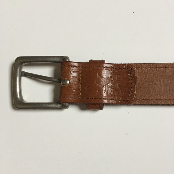 BANANA REPUBLIC Brown Embossed Leather Belt - Picture 3 of 6